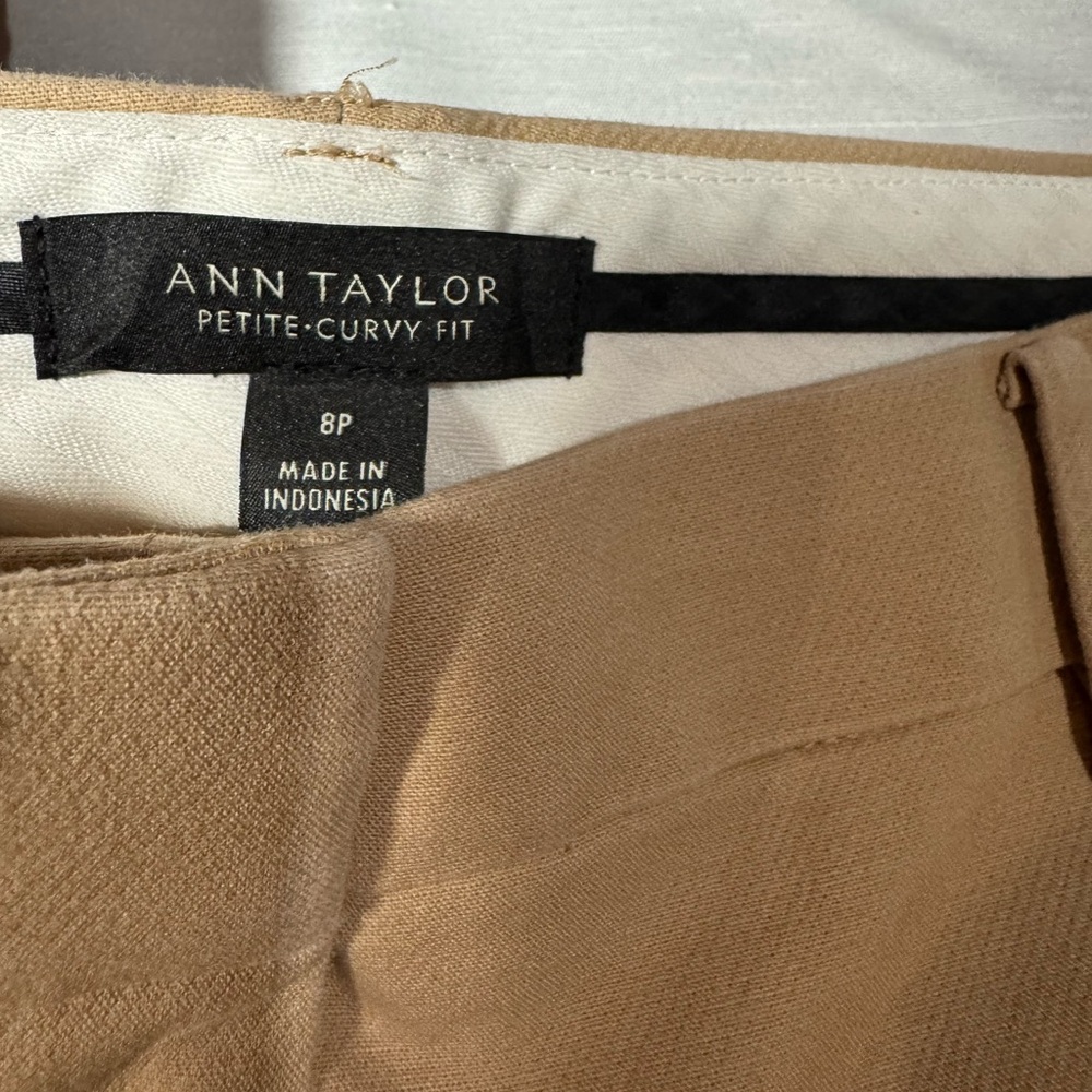 Ann Taylor Petite Curvy Fit Pants 8P | Khaki Dress Pants Straight Leg - Picture 3 of 4